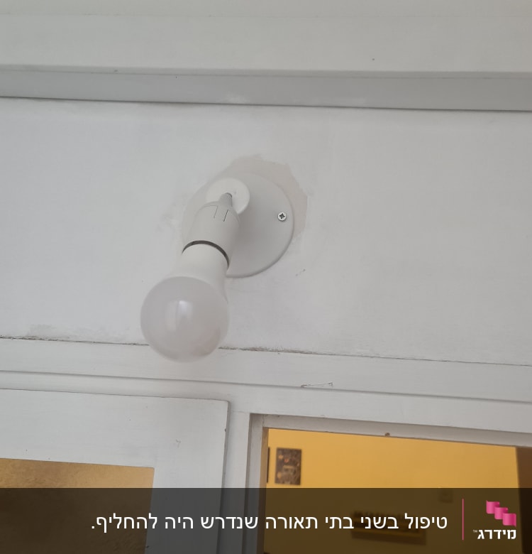 מנורה לבנה מותקנת על קיר לבן